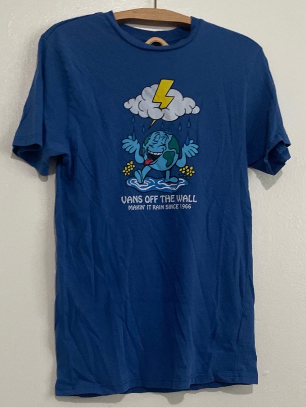 Vans Blue Graphic Short Sleeve Tee with Earth & Lightning Motif